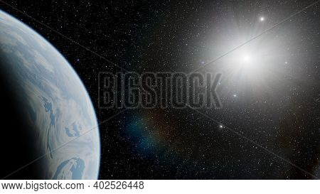 Planets And Galaxy, Science Fiction Illustration. Beauty Of Deep Space. Billions Of Galaxy In The Un