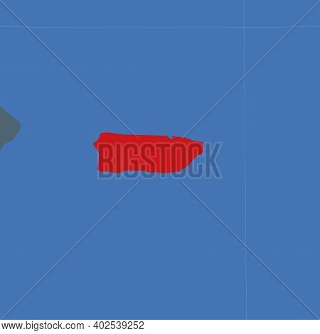 Shape Of The Puerto Rico In Context Of Neighbour Countries. Country Highlighted With Red Color On Wo