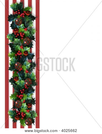 Noel sınır Holly kırmızı çizgiler üzerinde