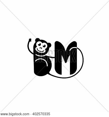 Bm Letters With Monkay Shape. Monkey With Bm.