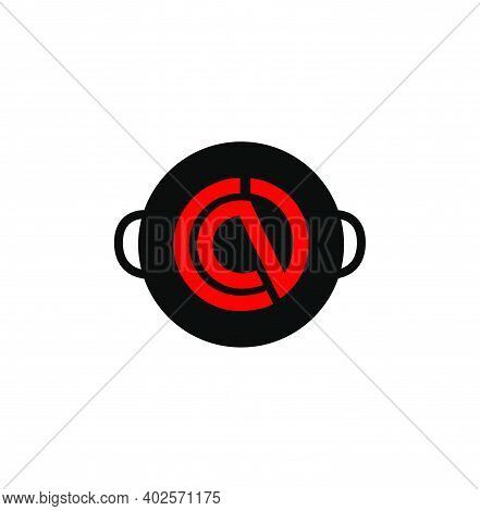 Letters Cn In Cooking Pan Shape (kadai). Cn Restaurant Logo.
