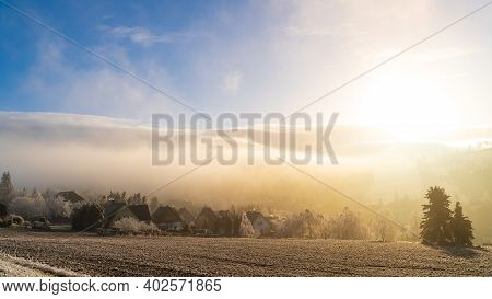 Foggy View - Seiffen In Winter Saxony Germany Ore Mountains.