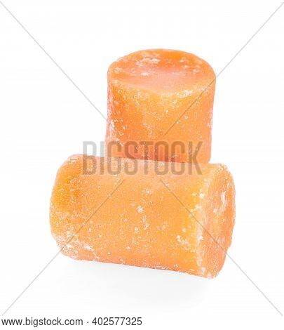 The Palm Sugar Or Jaggery On White Background