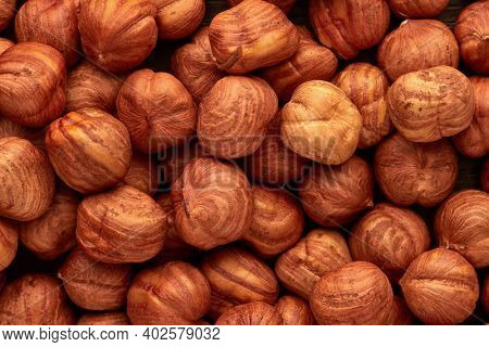 Filbert. Cobnut. Background from hazelnuts. Healthy food.
