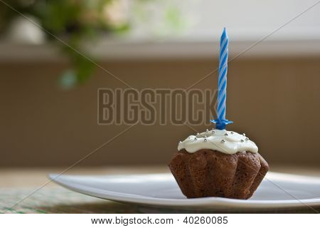 블루 촛불 생일 머핀