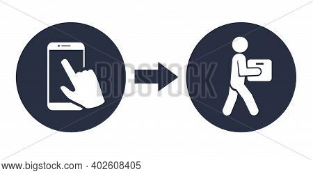 Click Buy And Collect Order, Icon, Receive Order In Pick Up Point, Delivery Services Steps, Online S
