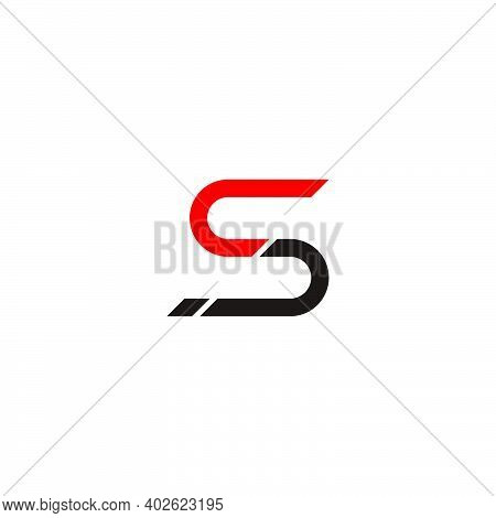 Abstract Letter Sj Geometric Line Simple Design Slice Logo Vector