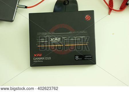 Moscow, Russia - 5 December 2020: Xpg Gammix D10 Ddr4 Memory Ram Bars Packed, Illustrative Editorial