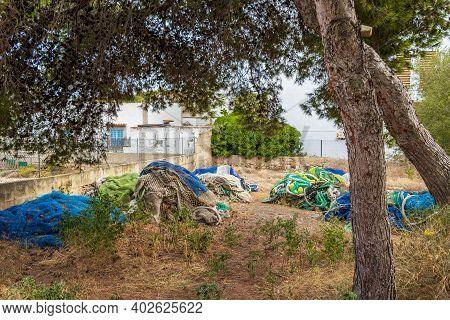 Fishing Nets In Nature On Mallorca Spain.