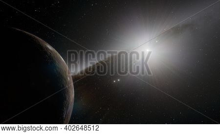 Planets And Galaxy, Science Fiction Illustration. Beauty Of Deep Space. Billions Of Galaxy In The Un
