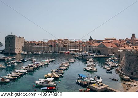 Dubrovnik, Croatia - August 8, 2013: Dubrovnik Port With Boats