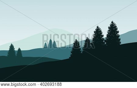 A Lovely Atmosphere To Cool Mornings In The Countryside. Vector Illustration