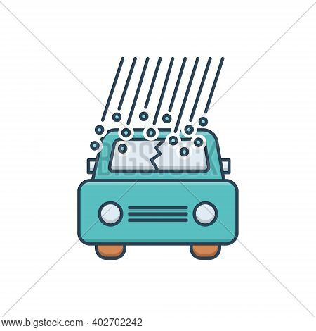 Color Illustration Icon For Hail-damage Hail Damage Car-hail Insurance Danger