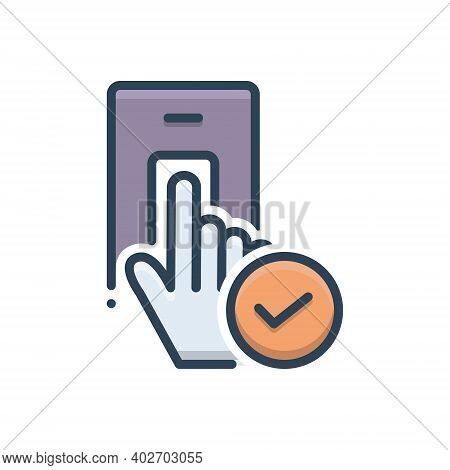 Color Illustration Icon For Accepted Granted Recognized Permeable Biometric