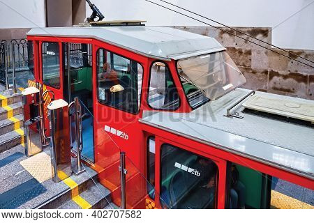Bergamo, Italy - May 22, 2019: Funicular Station (stazione Superiore Funicolare) In Upper Bergamo (c