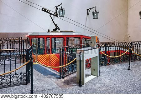 Bergamo, Italy - May 22, 2019: Funicular Station (stazione Superiore Funicolare) In Upper Bergamo (c