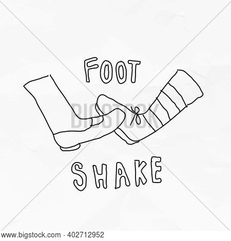 Foot shakesocial distancing in new normal lifestyle doodle drawing