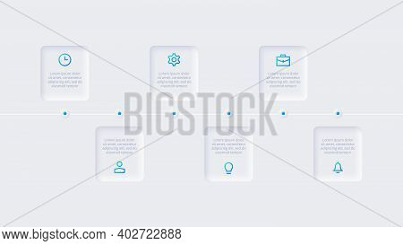 Neumorphic Timeline Infographic. Template For Diagram, Graph, Presentation And Chart. Skeuomorph Con