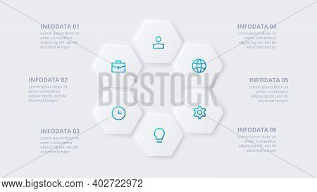 Neumorphic Element For Infographic. Template For Diagram, Graph, Presentation And Chart. Skeuomorph 