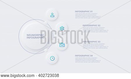 Neumorphic Circle Elements For Infographic. Template For Diagram, Graph, Presentation And Chart. Ske