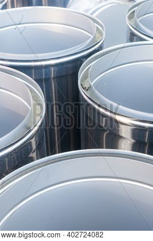Goods In The Warehouse. Shiny Modules Or Fragments Of Stainless Steel Pipes For Chimneys. Modular Ch