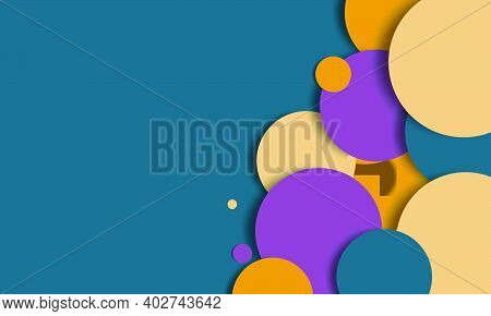 Light Green,  Yellow, Purple Geometric Circle Shape On Green Background.