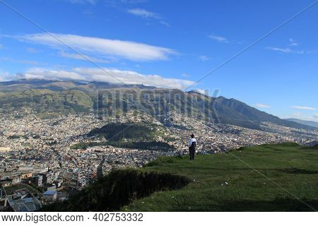 View Of The City Of Quito From The Panecillo Hill, Ecuador. High Quality Photo