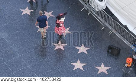 Los Angeles, California, Usa - 7 Nov 2019: Walk Of Fame Promenade On Hollywood Boulevard In La. Peda