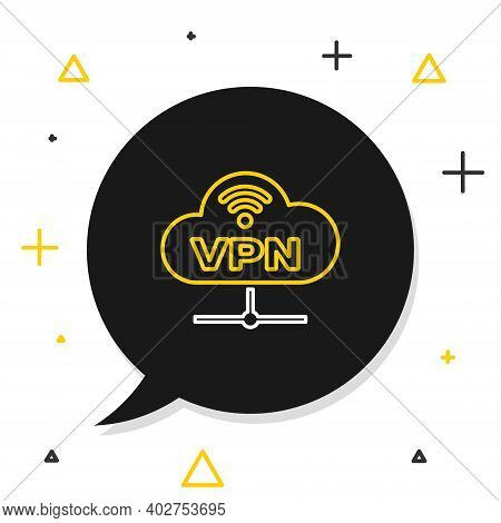 Line Vpn Network Cloud Connection Icon Isolated On White Background. Social Technology. Cloud Comput