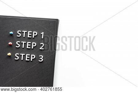 Step 1,2,3 Text.business Development And Goal To Success Concepts