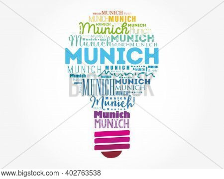 Munich Light Bulb Word Cloud, Travel Concept Background