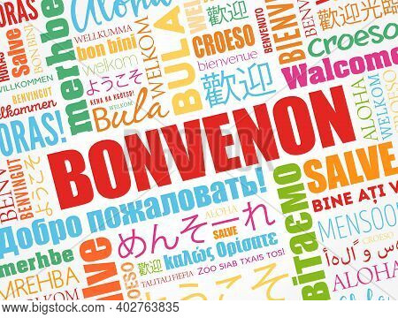 Bonvenon (welcome In Esperanto) Word Cloud In Different Languages
