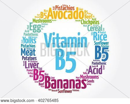 Vitamin B5 Word Cloud Collage, Health Concept Background