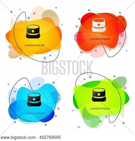 Black Kepi Icon Isolated On White Background. Cap Army Uniform Headgear. Historic General Hat. Abstr