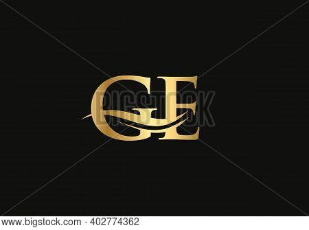 Initial Gold Ge Letter Logo Design. Ge Logo Design With Creative And Modern Trendy