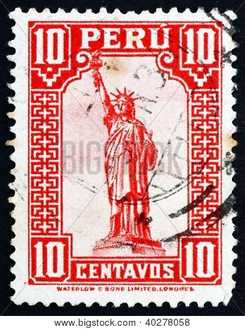 Postage stamp Peru 1932 Statue of Liberty, New York