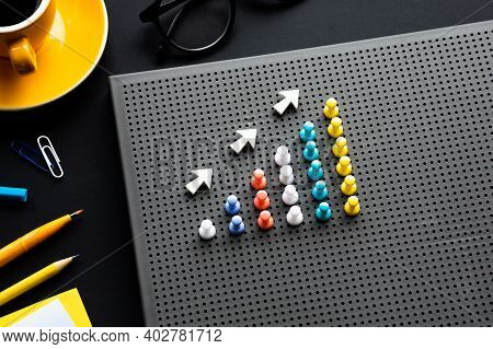 Pin Garph Chart On Business Table.growing And Vision To Success And Strategy Plan.