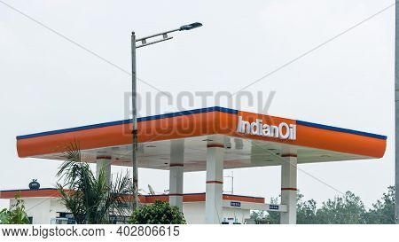 New Delhi - July 20, 2019 - A Picture Of Indian Oil Petrol Pump With Logo