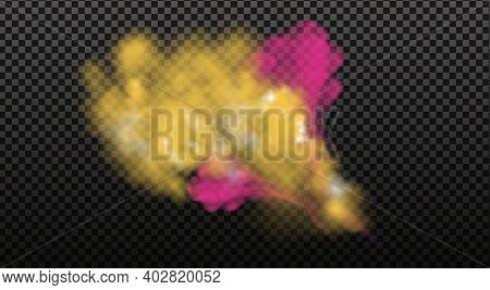 Colorful Fog, Ink Swirling Smoke Isolated, Transparent Special Effect. Bright Vector Cloudiness, Mis