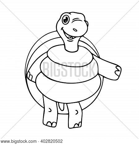 Coloring Book For Children, Tortoise. Vector Illustration