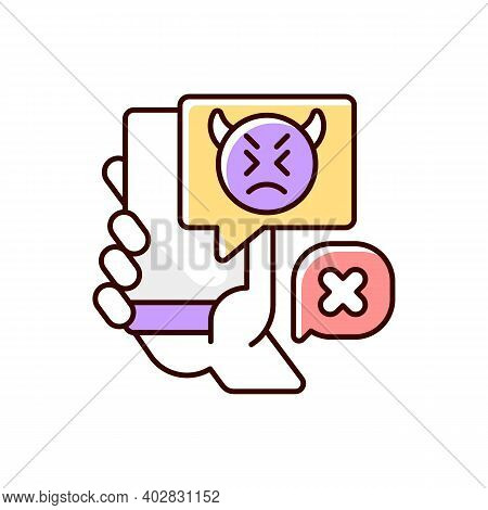 Social Media Cyberbullying Rgb Color Icon. Teenager Cyberharassment. Hurtful Online Comments. Intern
