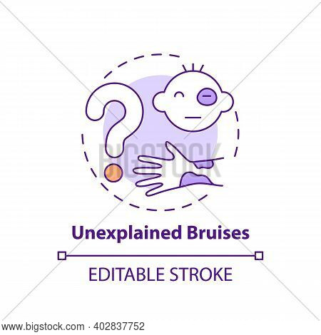Unexplained Bruises Concept Icon. Sign Of Physical Violence At Home. Abuse And Assault Symptom. Chil