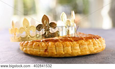 homemade epiphany cake with crown