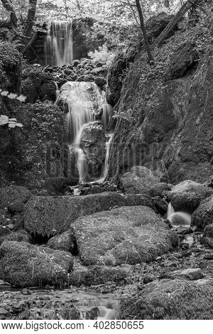 Long Exposure Clampitt Falls Waterfall At Canonteign Falls In Dartmoor