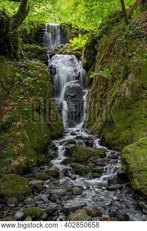 Long Exposure Clampitt Falls Waterfall At Canonteign Falls In Dartmoor