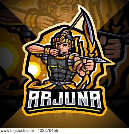 Arjuna Archer Esport Mascot Logo With Text