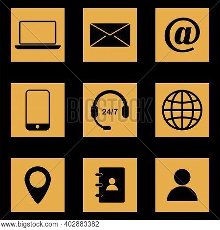 Communication Icon Symbol. Contact Icon Set Vector Illustration. Website Symbol. Stock Image. Eps 10