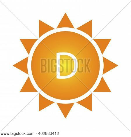 Vitamin D Sun, Great Design For Any Purposes. Food Safety. Vector Icon. Stock Image. Eps 10.