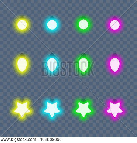 Xmas Lights Bulbs Of Different Shapes And Colors