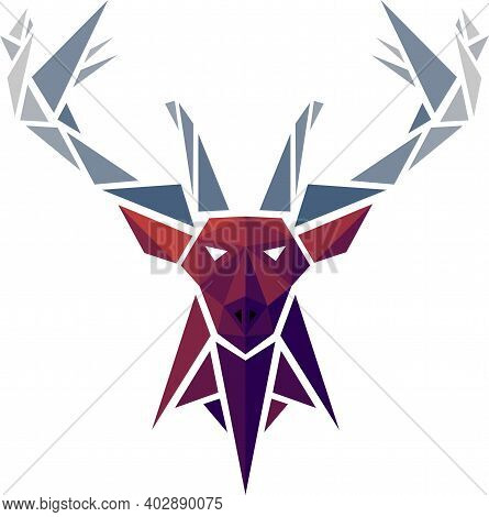 Vector Deer In Low Poly Style. Digital Art